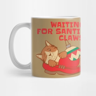 Cat Waiting for Santie Claws Mug